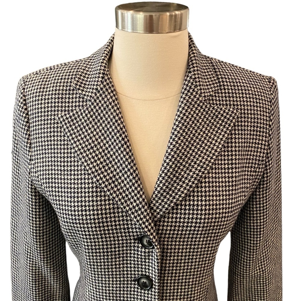 Wool Houndstooth Pattern Blazer Jacket Vintage Y2k - image 2
